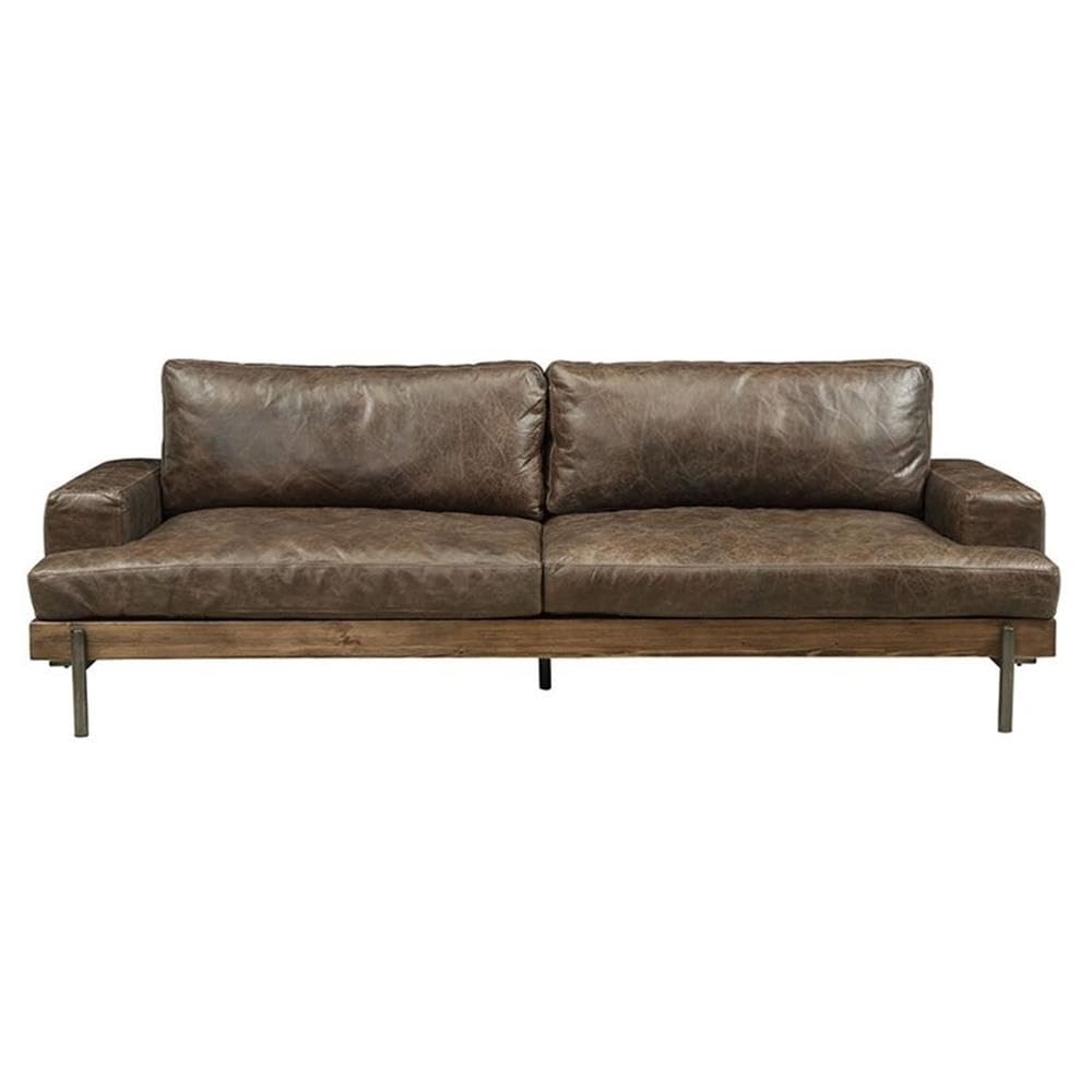 Amazon.com: Acme Silchester Leather Sofa in Oak and Distress