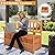 Outdoor Bench with Storage Wood Seating Cedar Garden - 44" Patio Seating with Backrest Armrests Weather-Resistant Wooden Deck Storage Box Yard UnderSeat Compartment Porch Bench Bright Orange Red