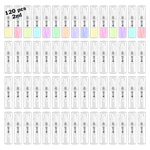 Csdtylh Mini Clear Plastic Spray Bottle Portable Cute Perfume Mouthwash Atomizer for Cleaning, Travel, Essential Oils, Perfume (120, 2ml)