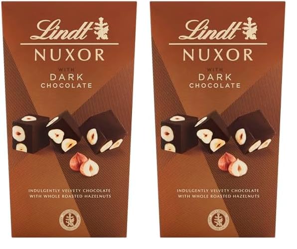 Lindt Nuxor Rich Gianduja Dark Chocolate Ganache With Whole Roasted Hazelnuts Box, 165g - Gift Present or Sharing Box - Father's Day, Birthday, Celebrations, Congratulations, Thank you (Pack of 2)