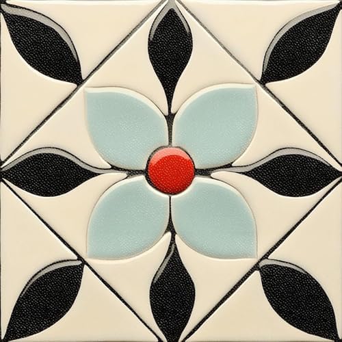 Image of Moroccan Tile Stickers | Waterproof Self Adhesive Peel & Stick Tile Decals for Kitchen Backsplash, Bathroom Wall, Floor, Furniture & Glass (6x6 Inch, Design 5, 40 Pic)