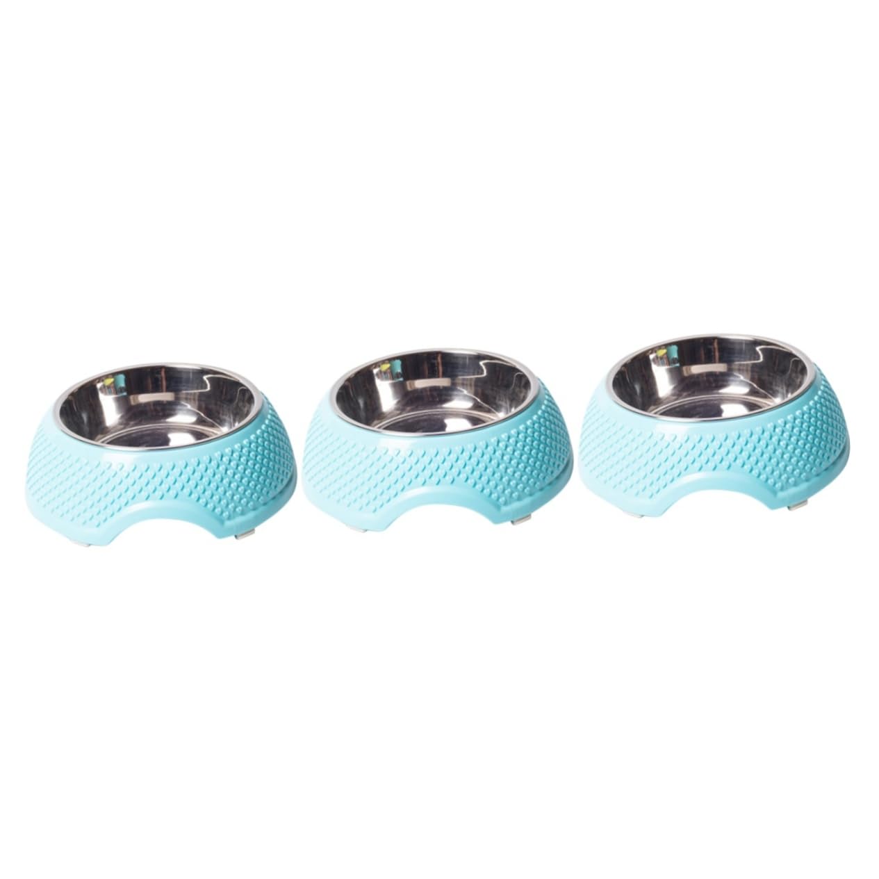 Angoily 3piezas Comedero Antideslizante para Mascotas Inoxidable para Perros y Gatos Color Azul