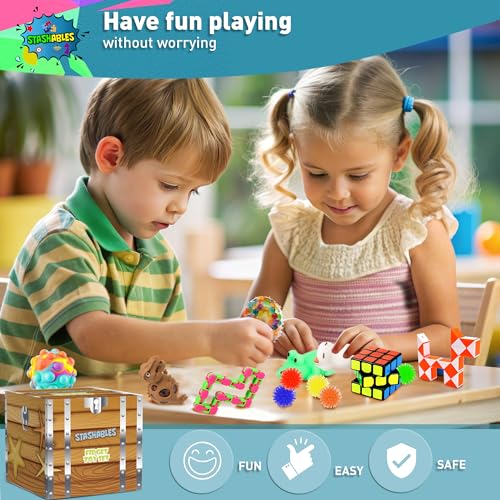 35-teiliges Sensorisches Fidget Spielzeug Pack - Stressabbau Spielzeug - Set gegen Angst, Für Kinder, Tolle Fidget Packs mit Stressbällen, Fidget Cube & Mehr für Partygeschenke, Gewinne, & Reisen