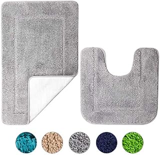 SOANNY Grey Bathroom Mat, Large Fluffy Soft Microfiber Bath Mats with Non Slip Absorbent Backing, Thickened Luxurious Bathtub Shower Runner Rugs Bedside Rug Area Carpet Machine Washable, 60 X 150 CM