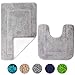 Produktbild SOANNY Badematte 2er Set, weiche rutschfeste Mikrofaser mit hoher Dichte wasserabsorbierend Badezimmermatte, 53x86 cm Badezimmer Teppich & 50x50 cm Toilettenmatte, Duschvorleger Grau