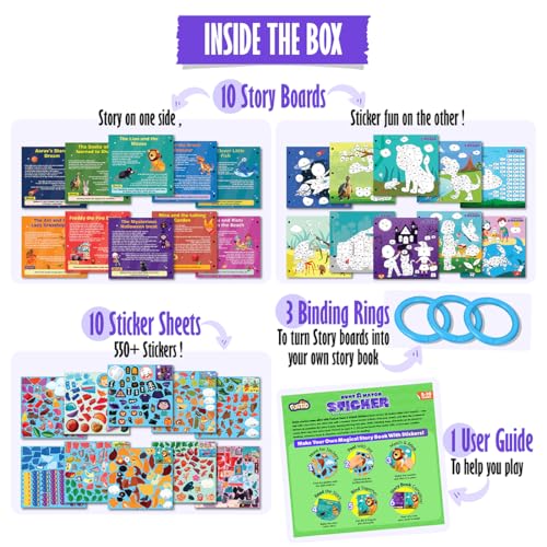 Image of Funtad Stickers Mess-Free DIY Art Activity & Story for Kids - Hunt & Match |550+ Stickers Number Matching Story-Based Learning Toy with 10 Boards|Screen-Free Fun| Gift For Boys & Girls Age 5,6,7,8,9,10 yr