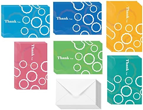 Thank You Greeting Cards 48 Assorted Pack Bulk Box Set, Blank on the Inside Bright,6 Colorful Designs,48 Count 4 x 6 Inches