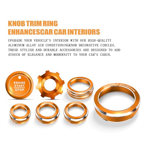 JIYOUNGSEN for 2023-2026 Ford Ranger Accessories, 8-Pieces Aluminum Knob Covers Trim Set - Push Start Button, A/C, Volume, Headlight & Drive Mode (Orange) by JIYOUNGSEN - Used condition - Image 7