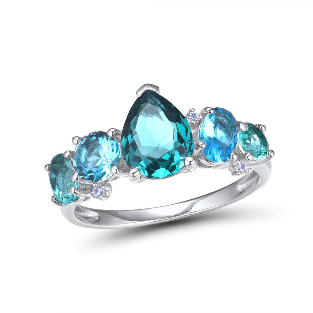 Anillos de Plata Para Mujer S925 Plata Esterlina Más Nuevo Brillante Azul Cristal Cubic Zirconia Joyería