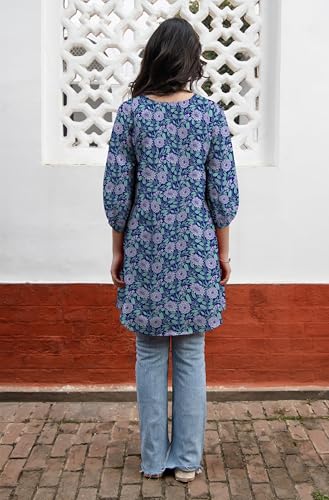 Image of Janasya Women's Georgette Floral Regular Tunic