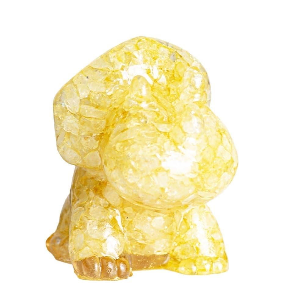 HUFFA Natural Crystal Gravel Resin Triceratops Figurine - Unique Home Decoration for Dinosaur Lovers(Lemonyellow)