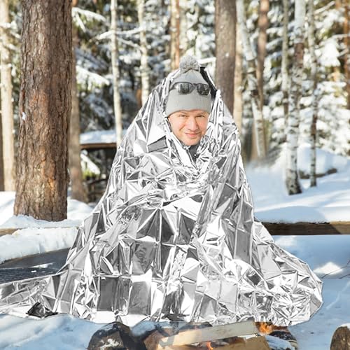 Image of 10 Pack Emergency Mylar Thermal Blankets - 84 inchx52 inch Durable Space Blankets for First Aid, Survival, Camping, Hiking, Car Emergency Kit, Outdoor Camping Gear