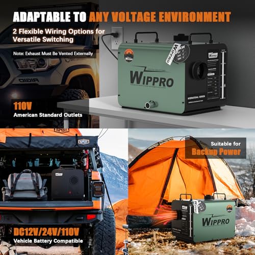 Diesel Heater 8KW 12V/24V/110V, 1.6Gal Diesel Air Heater with LCD Switch, Remote Control for Campers, Car, RV Truck, Boat, Campervans, Caravans, Green (Military Green)