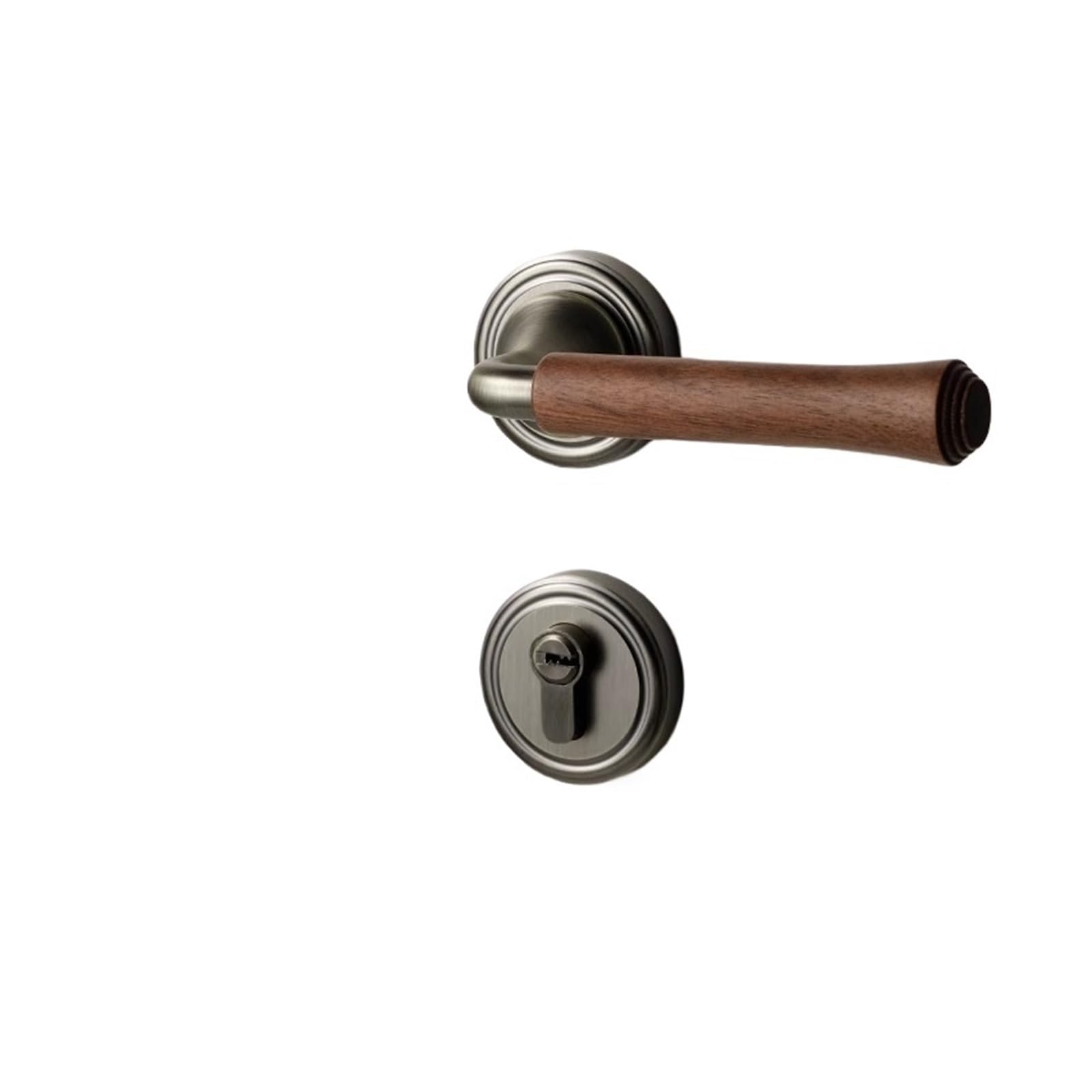 Serrure de porte chambre à coucher en bois poignée rétro noyer