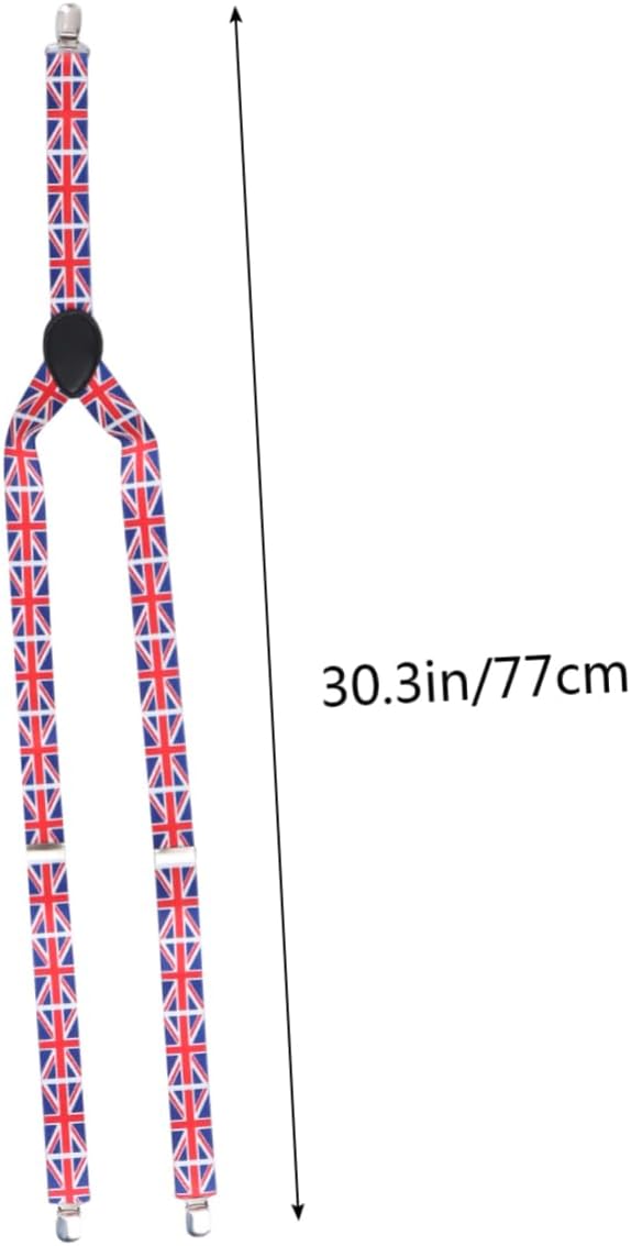 CALLARON Strong Clips Adjustable Braces Unisex Elastic Suspenders for Pants Printing Suspenders Uk Flag
