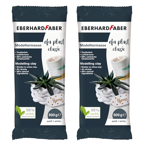 Eberhard Faber 599025 - Pasta De Modelar Blanca De Secado Al Aire, 2 X 500 G Efa Plast Classic Pasta De Modelar