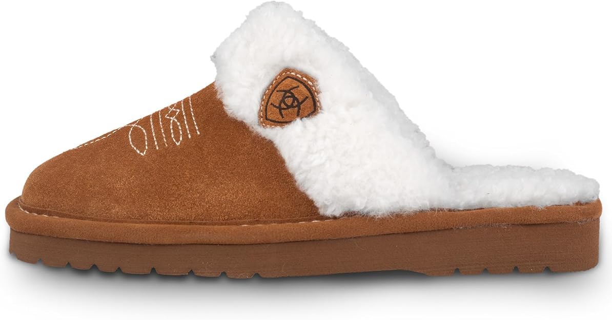 girls Jackie Square Toe Warm Soft Genuine Suede Leather Indoor Outdoor Slippers With Plush Collar