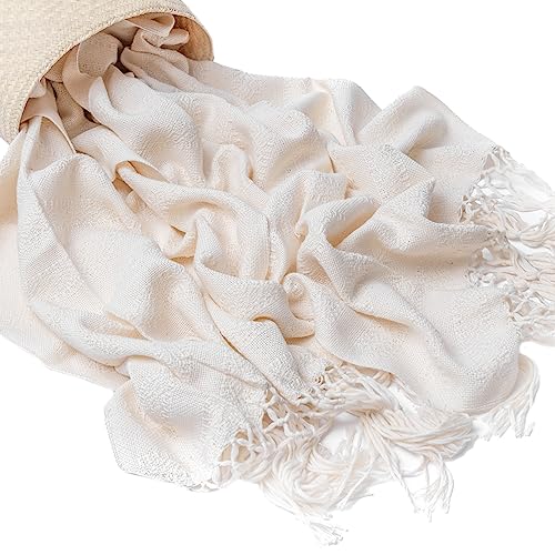 Mexican Rebozo Shawl, Ideal for Natural Birth, Doula Massage, 98.5", Ivory2