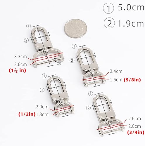 Miniatura 2 de willikiva Anillos en D de repuesto giratorios para puerta de empuje, cierre de pinza de langosta, bolso de cuero para manualidades (latón antiguo,