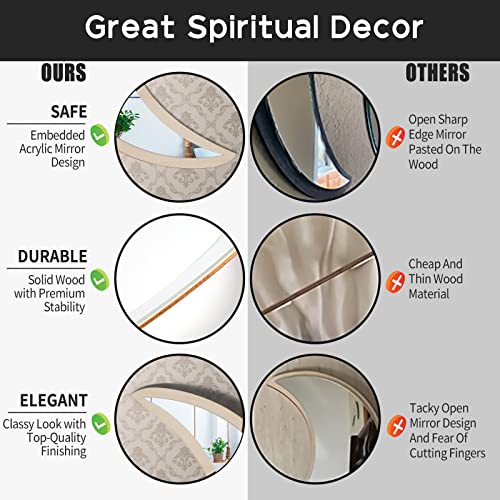 Fpvera 5 Pcs Scandinavian Boho Decor Moon Wall Mirror Decor Bohemian Nordic Moon Mirror Wall Art Decoration For Home Living Room Bedroom - Boho Moon Mirror Wall Decor (Beige, Acrylic) #TOP3