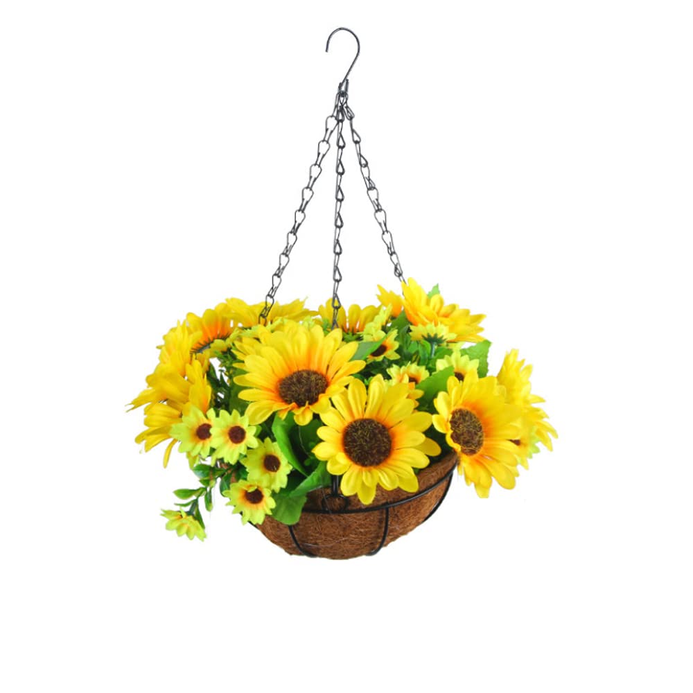 VORAE Artificial Hanging Basket with Flowers, Decorative Artificial Flowers for Home Outdoors Yard Garden Patio Porch Decorations (E)
