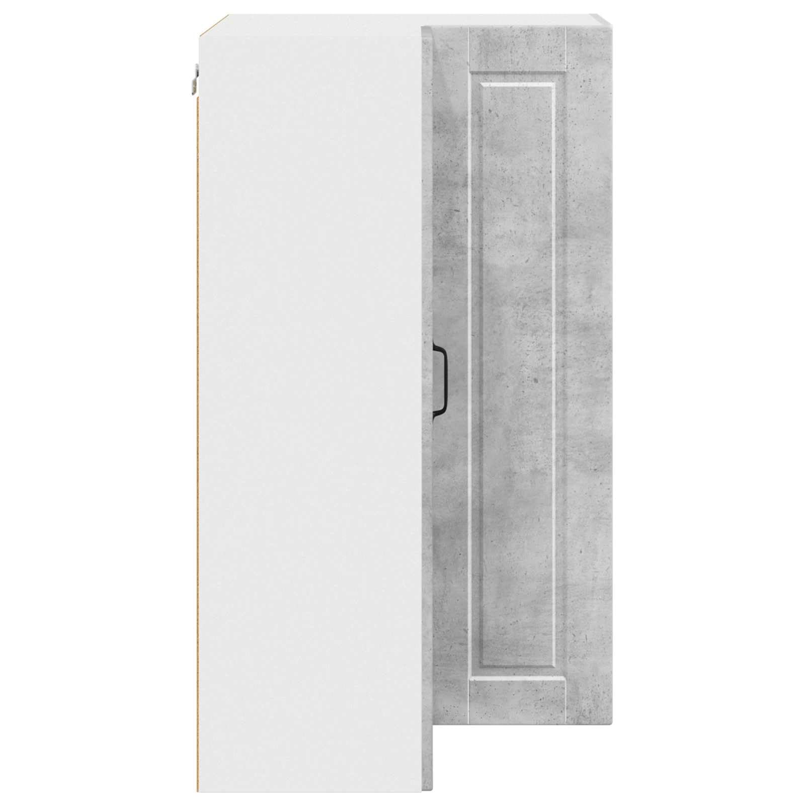 Armario esquinero Porto hormigón gris madera 57 x 57 x 100 cm moderno armario de cocina con espacio de almacenamiento y estantes, montaje en pared para interior