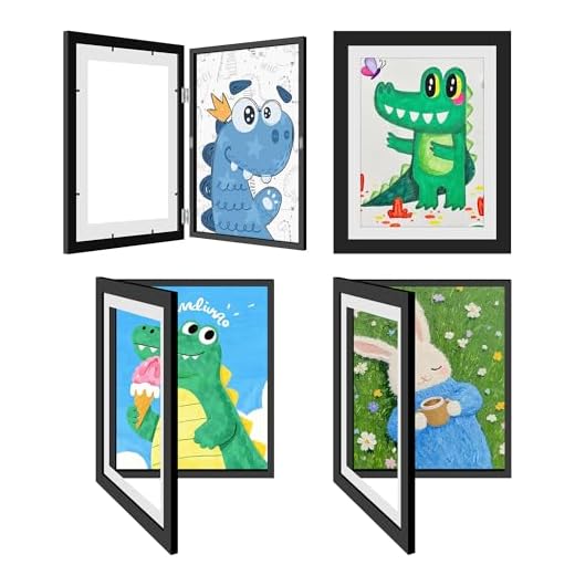 Best friends under an umbrella drawings Changeable Kids' Art Frames Set