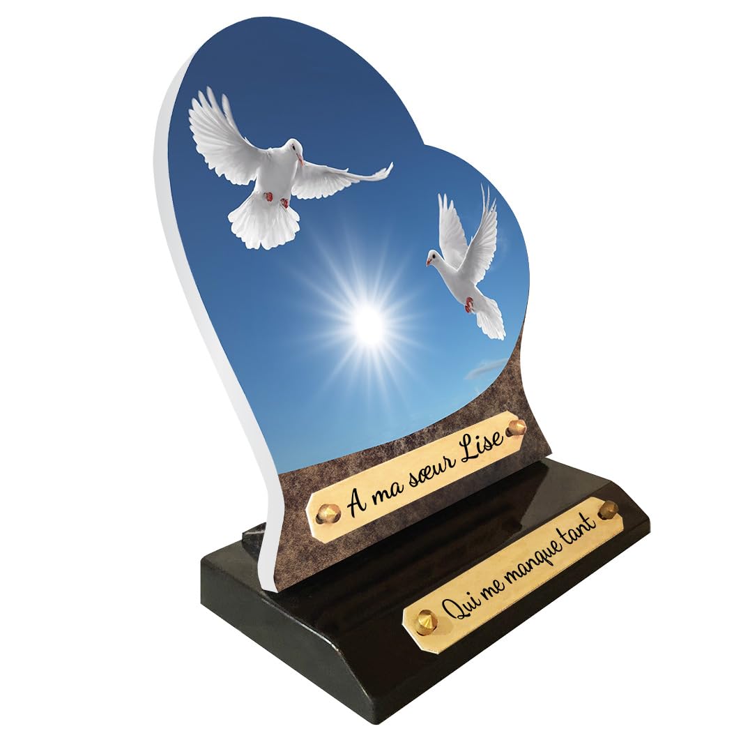 Plaque funéraire cœur sur socle pour exprimer un amour éternel
