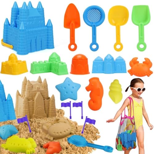 TOY Life Giant Castle Bucket Beach Toys for Kids Ages 4-8, Castle Building Sand Toys for Kids with Sand Castle Molds & Shovels, Beach Sandbox Toy for Travel