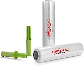 Stretch Film Pacific Mailer 15 Inch x 1000 Feet Shrink Wrap for Pallet Wrap, Industrial Strength Stretch Wrap with Handles, Moving Wrapping Plastic Roll, 60 Gauge, 2 Pack