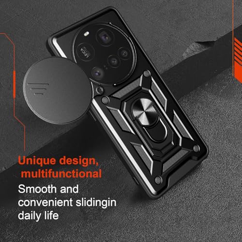 Image of Shockproof Back Case Cover for Xiaomi 17 Ultra 5G, Shockproof Xiaomi 17 Ultra Back Cover, Ring Case with Kickstand and Camera Protection Shutter - Black