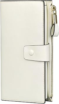Itslife Womens Wallet RFID Blocking Large Capacity Luxury Wax Genuine Leather Wallets Clutch Wallet Ladies Card holder,Beige