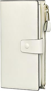Itslife Womens Wallet RFID Blocking Large Capacity Luxury Wax Genuine Leather Wallets Clutch Wallet Ladies Card holder,Beige