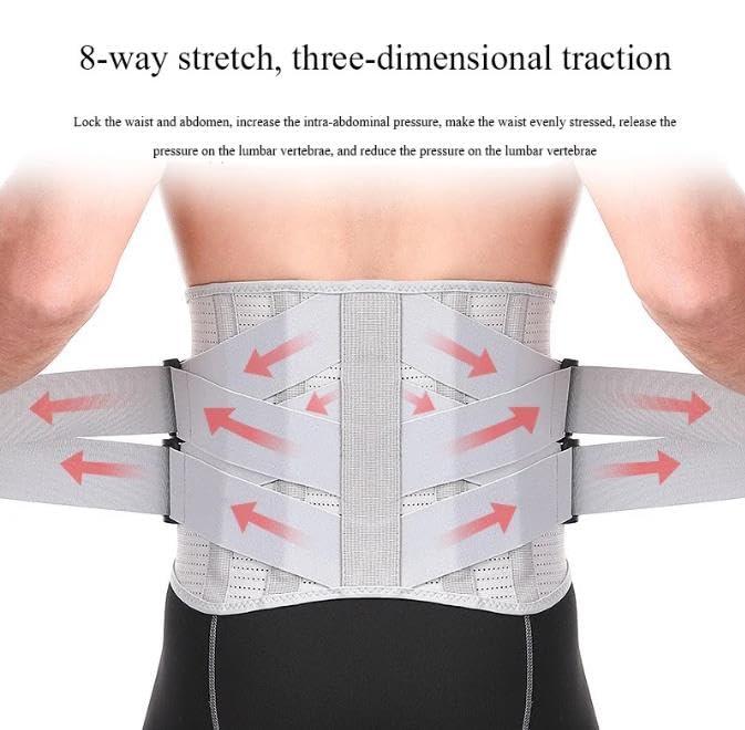 Miniatura 6 de Cinturón de soporte de espalda para hombres y mujeres, cinturón de soporte de espalda para levantamiento de ciática, escoliosis, hernia de disco con