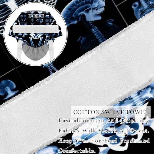 Image of 2 PCS Bouffant Cap with Button Ponytail Pouch Working Cap Sweatband Adjustable Surgical Cap Black and White Cow