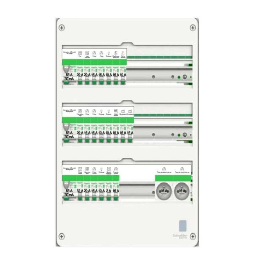Tableau pré-équipé - Maison individuelle - 3 rangées - 18 modules - XE - Resi9 - R9HPNFC15123P - Schneider