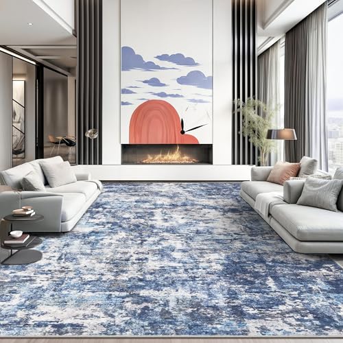 Miukiki Alfombra De Área Moderna Abstracta Lavable Para Sala De Estar, Resistente A Las Manchas, No Desprende Pelusa, Alfombra Envejecida Con Respaldo Antideslizante Para Dormitorio Azul Marrón, 8 X Miukiki Alfombra De Área Moderna Abstracta Lavable Para Sala De Estar, Resistente A Las Manchas, No Desprende Pelusa, Alfombra Envejecida Con Respaldo Antideslizante Para Dormitorio Azul Marrón, 8 X