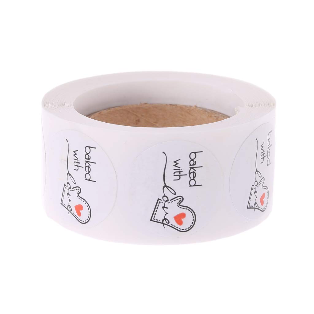 Antianzhizhuang White 500Pcs Baked With Love Round Kraft Paper Sticker Adhesive Baking Label For Thank You Stickers 2 Inch