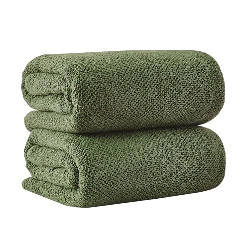 Great Bay Home 100% Cotton Oversized 2 Pack 68x35 Extra Large Towel Set - Absorbent, Quick-Drying, Durable Oversized Bath Sheets for Bathroom Décor (Forest Green)