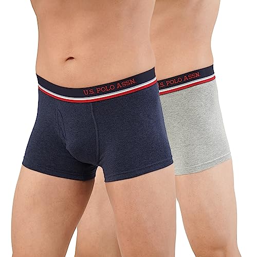 Image of U.S. Polo Assn. Mens Solid Cotton Spandex I014 Trunks - Pack of 2
