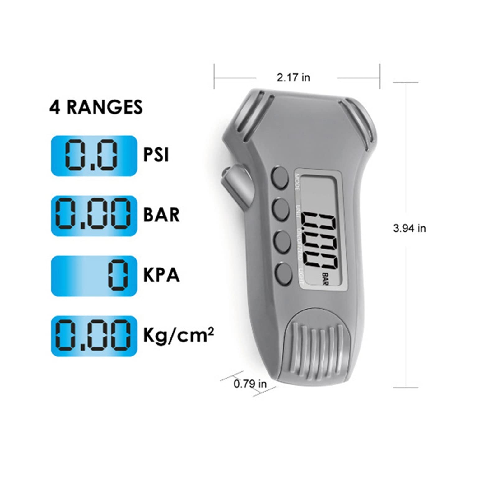 Medidor de presión de neumáticos Digital 3 en 1 de 0-20 mm con Caja de ABS Calibración automática Medidor de Profundidad de la Banda de Rodadura de presión de neumáticos de automóviles