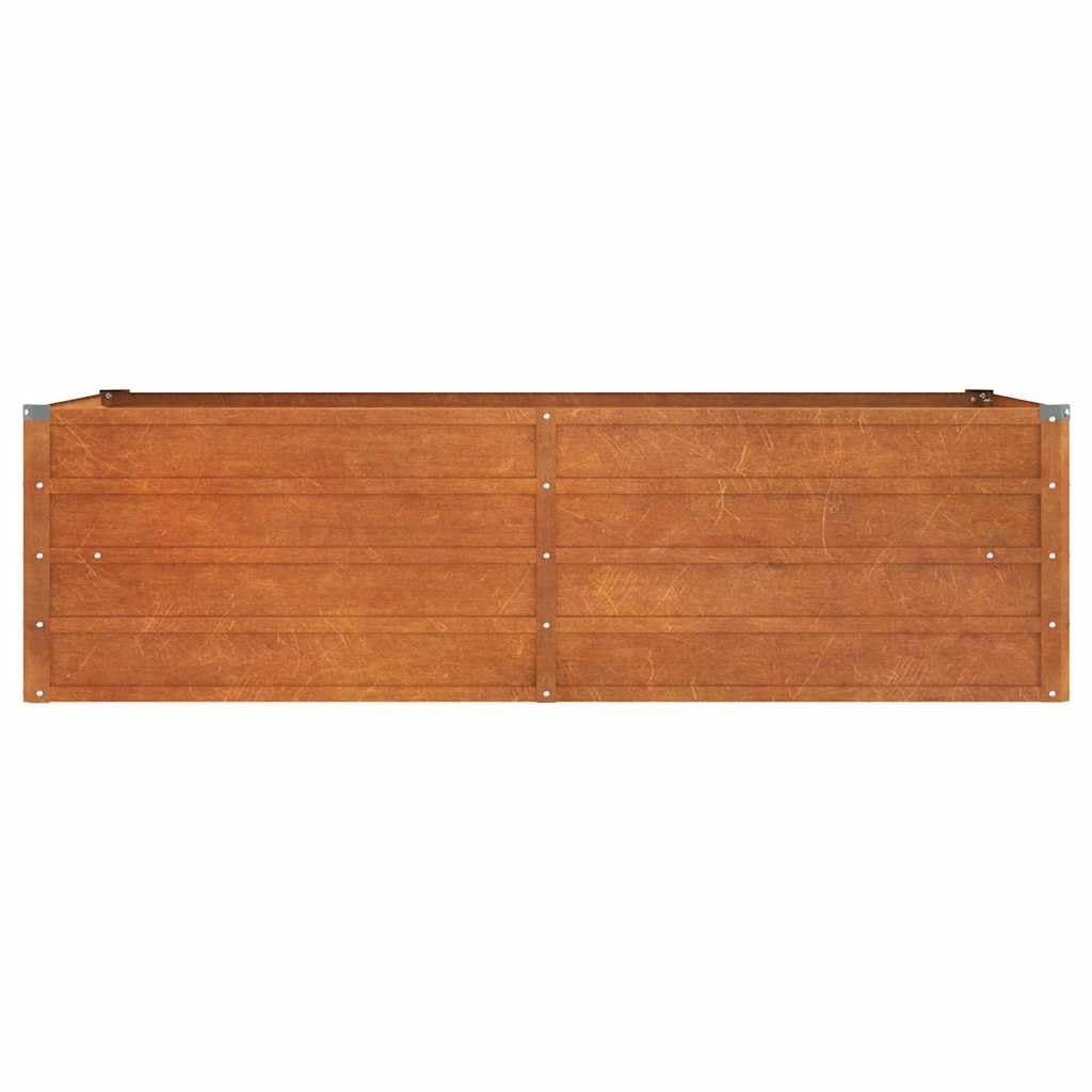 Podwyższona grządka ze stali kortenowskiej, 160 x 80 x 45 cm, z otwartym dnem i wytrzymałą konstrukcją stalową, trwała donica na rośliny do ogrodu, na taras, balkon, patyna, głęboka grządka