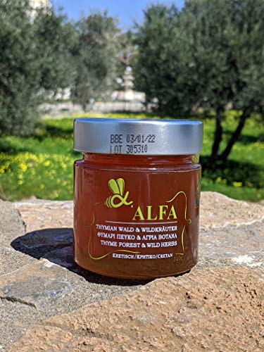 Miel pura cruda de tomillo Alfa 450 g frasco miniatura 6