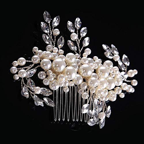 Diamentowa tiara Luksusowe ślubne akcesoria do włosów Grzebień do włosów ślubny Srebrny grzebień do włosów z kryształkami Ślubna tiara Perłowe akcesoria do włosów