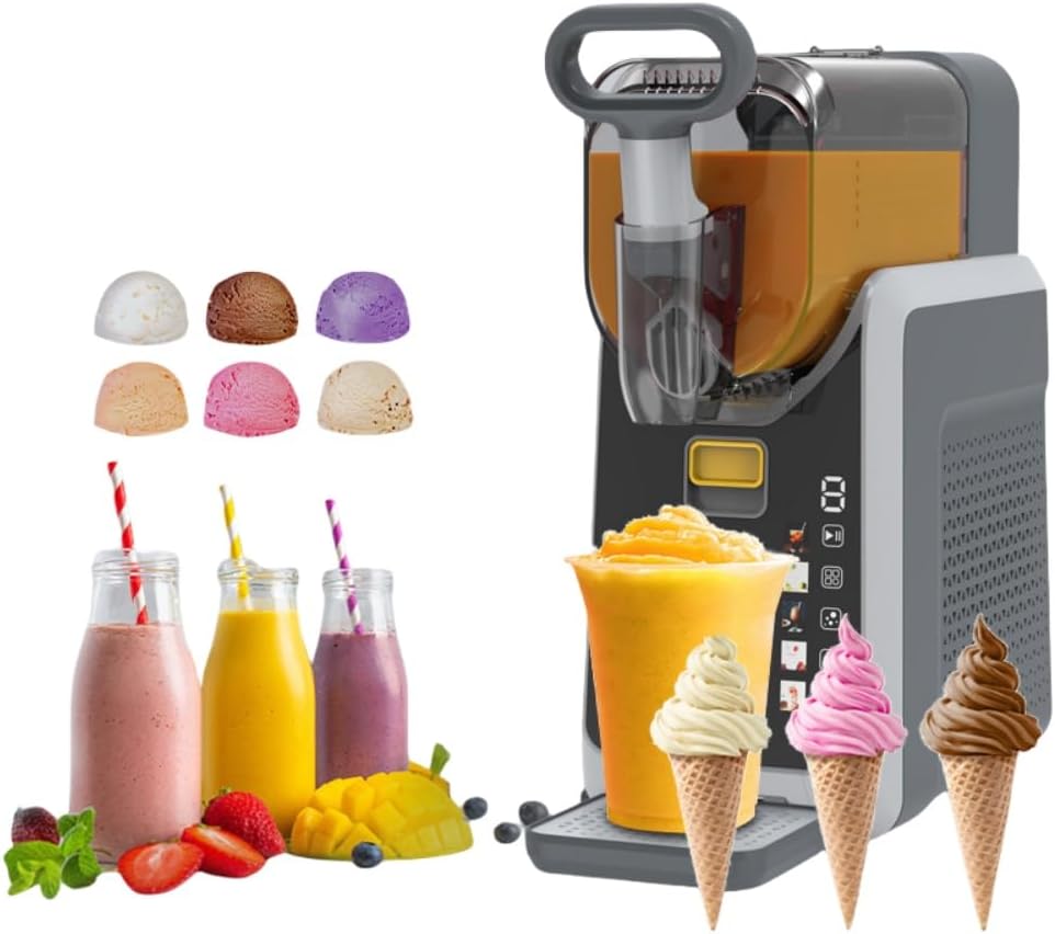 Slash Machine Maker, Snow Melting Machine 110V 150W 2L Large Capacity Automatic Cooling Slashes, Smoothies, Cocktails, Milkshakes, Frozen Juice Easy Kitchen Freezer Drink Machine LCD Touch Screen, Adjustable Hardness, Fully Automatic Cleaning (Black)