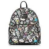Tokidoki Mini Backpack Purse,Cute Backpack Bags for Women PU Leather, Double Strap Shoulder Bag with Epoxy Filled Metal,Black
