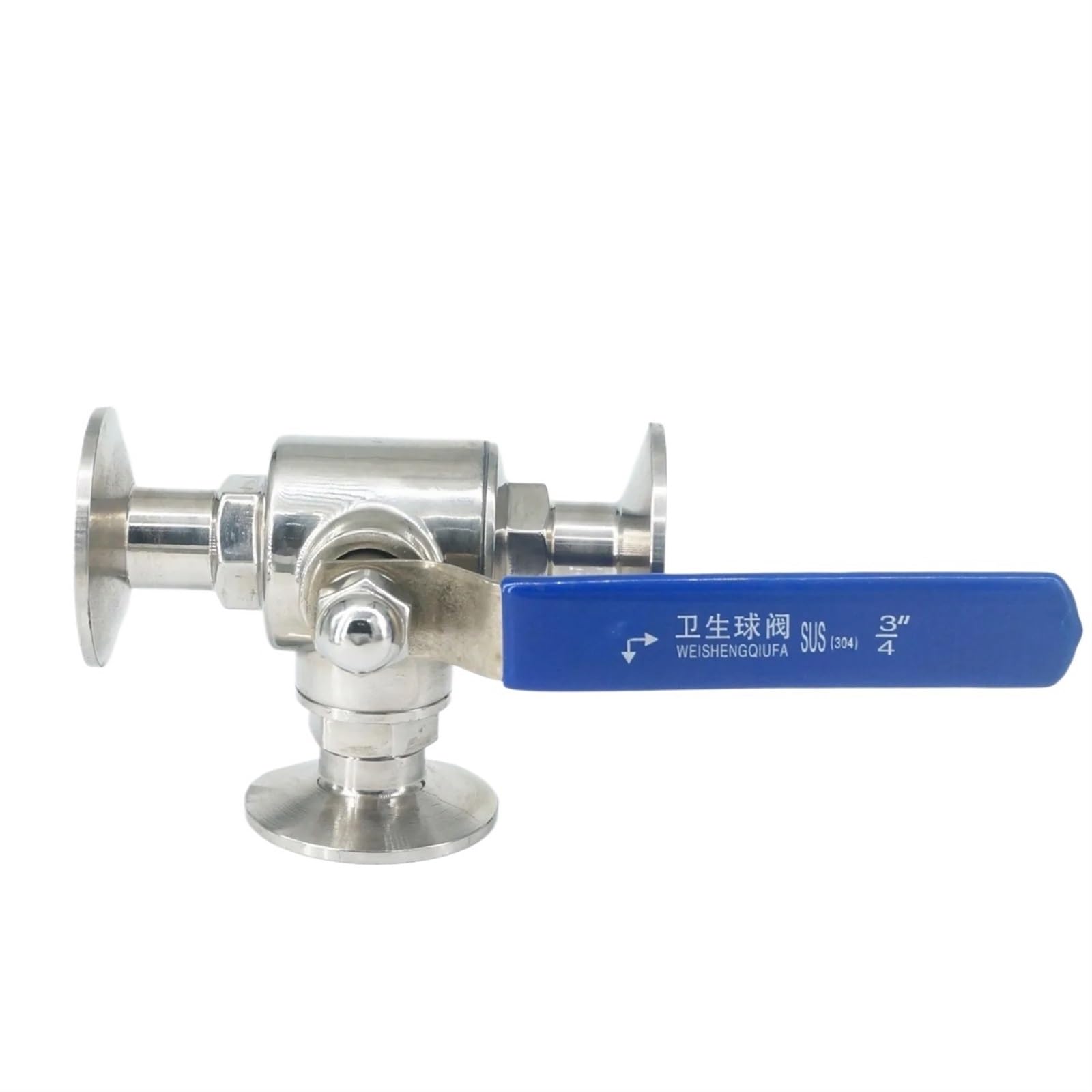 Ajuste de tubo 19mm, 3/4 ", diámetro exterior x 1,5", Tri abrazadera en T, válvula bola puerto T/L 3 vías, mango Manual sanitario acero inoxidable SUS 304, elaboración casera(L-Port)