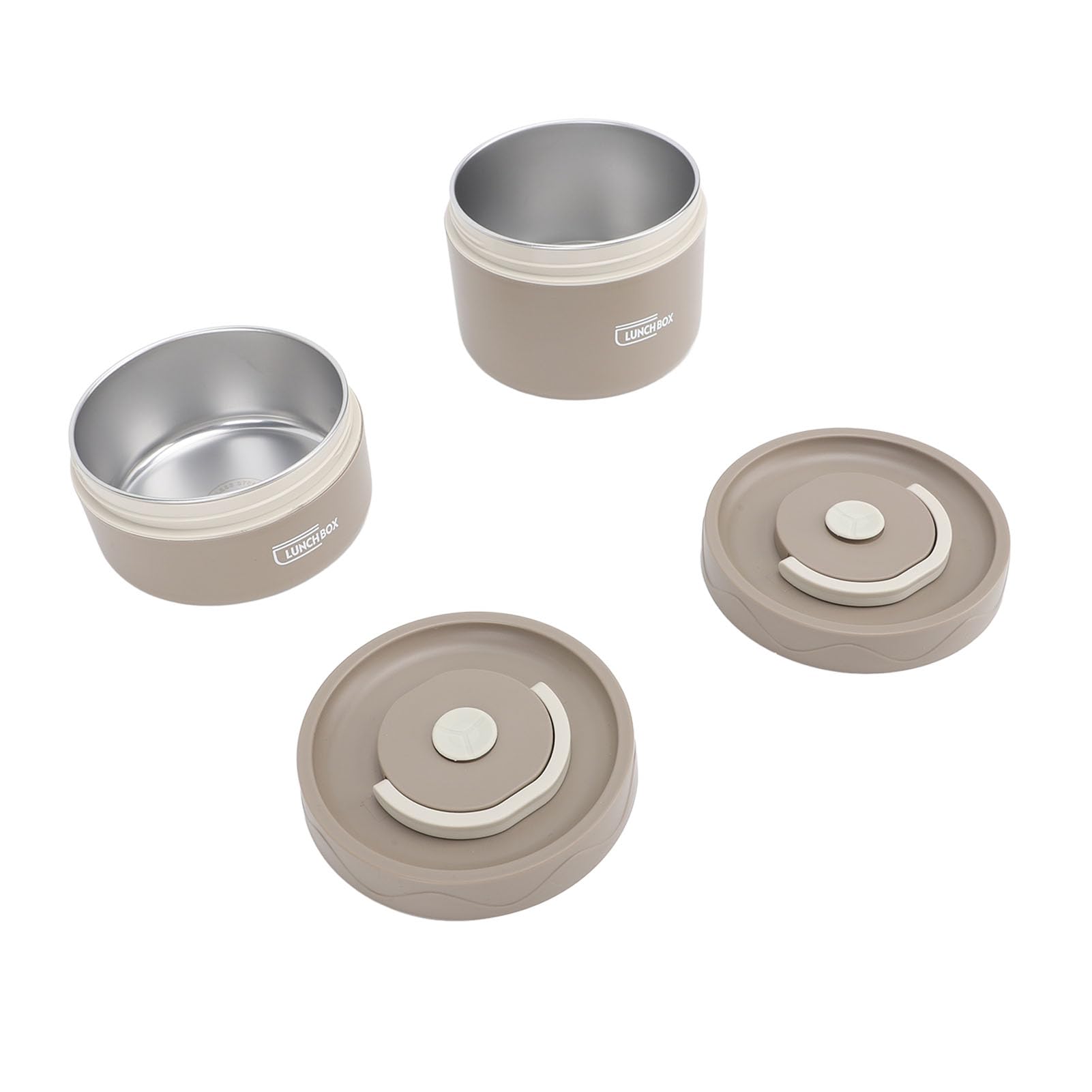 SIXRUN Contenedor de Almuerzo Aislado, Contenedor de Alimentos Aislado de Acero Inoxidable 304 con Tapa y Bolsa Térmica, Caja Térmica Redonda a Prueba de Fugas Mantiene la Comida Caliente de 4 a 5