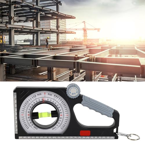 Image of Pitch Gauge Roofing, Dual-Scale Rotary Pitch Finder with Thumb Dial, Multifunction Tool, Multi-Function Slope Gauge Constructing Engineering 130 Angle Finder with Carabiner