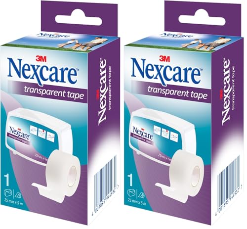 Nexcare Transparent Tape, 25 mm x 5 m, 1/Pack (Paquete de 2)